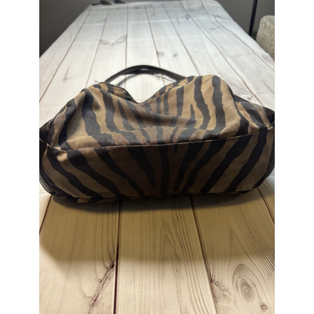 Vintage Coach Madison Zebra Print Shoulder Bag Purse Hobo Brown Leather - Picture 9 of 10